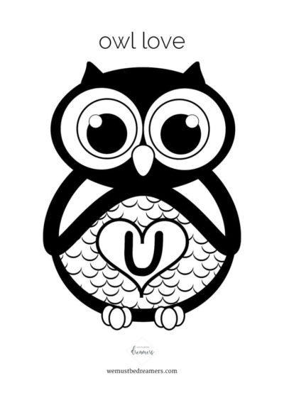 valentine owl clip art black and white